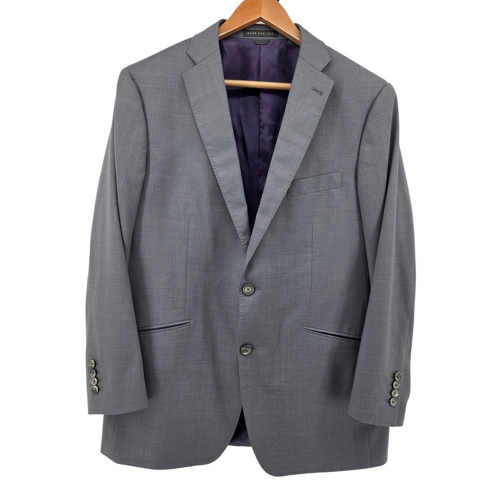 Indochino Wool Blazer Jacket Grey Sport Coat Two Button Mens‎ 44
